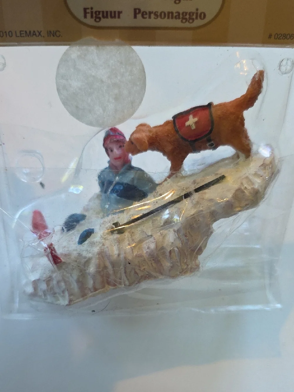 Vintage Lemax Figures - Officer With Dog And Skier With Dog - Winter Village